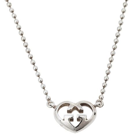 gucci anello britt|GUCCI Sterling Silver Britt Heart Pendant Necklace.